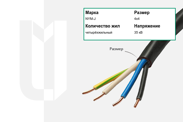 Силовой кабель NYM-J 4х4 мм