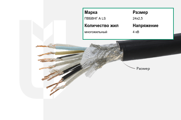 Силовой кабель ПВБВНГ А LS 24х2,5 мм