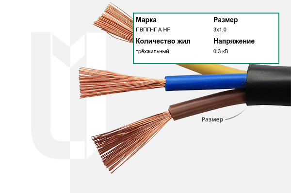 Силовой кабель ПВПГНГ А HF 3х1,0 мм